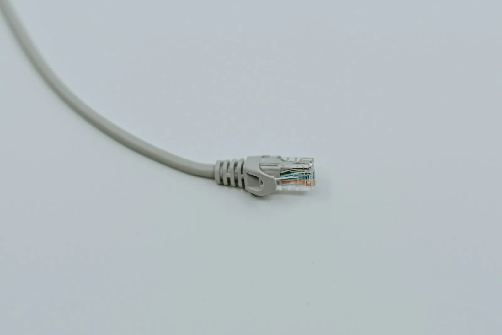 A close view of Ethernet cabling and connectors