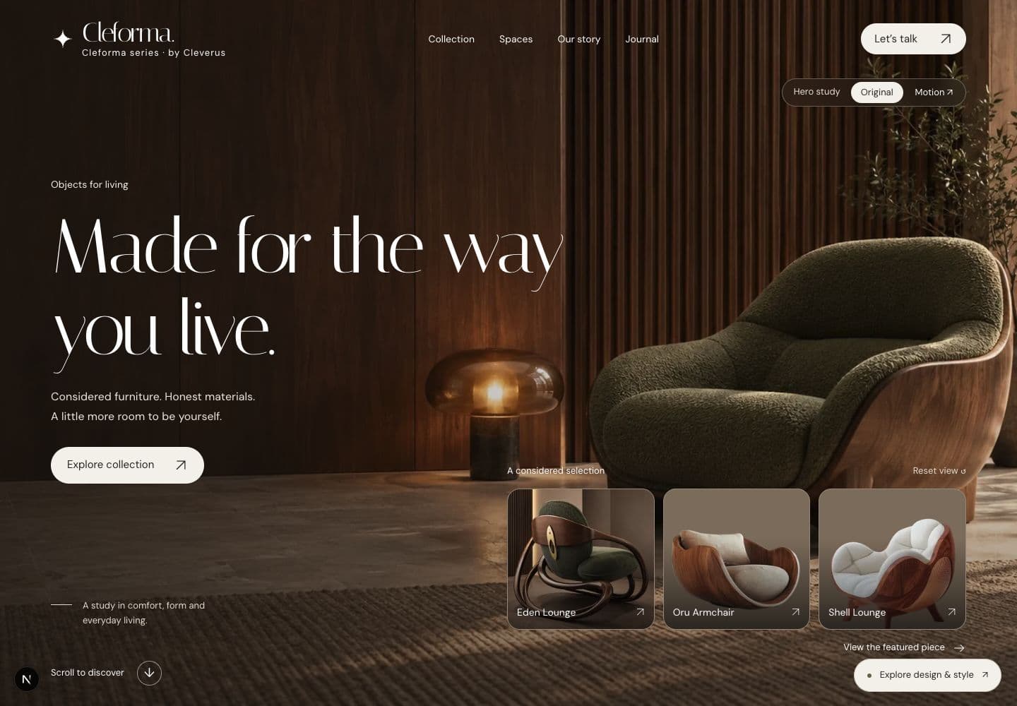 Cleforma furniture demonstration homepage