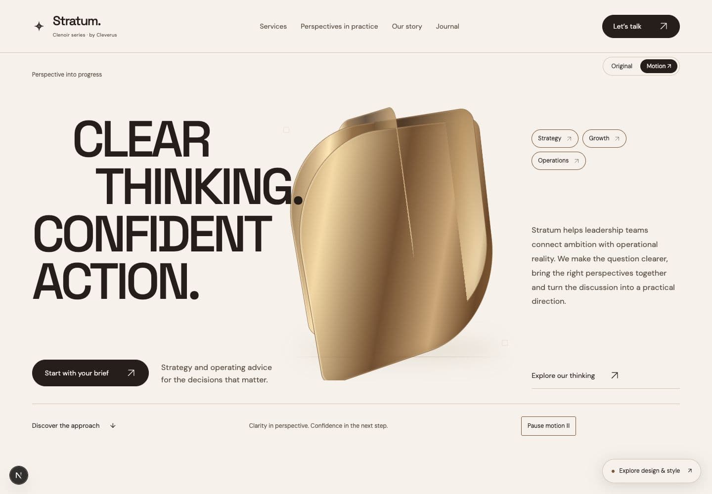 Stratum consulting motion homepage in the Clenoir family
